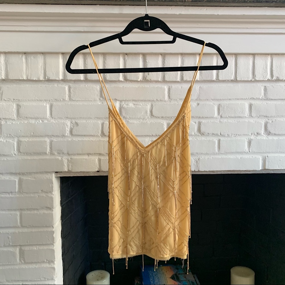 Free People Yellow Beaded Top